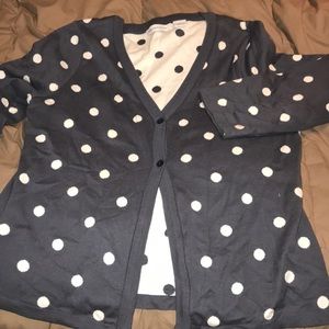 Gray/white polka dot cardigan